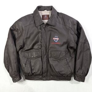 VTG 90s Handyman Club of America Leather Bomber Jacket Men’s Large